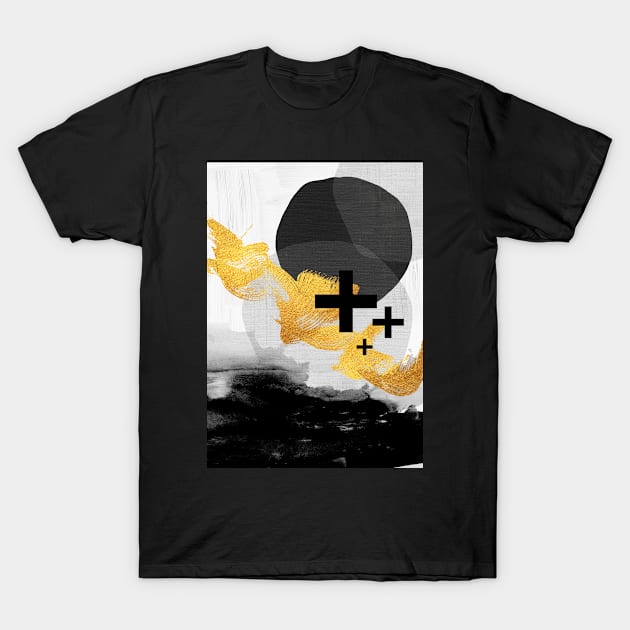 Black and Gold Abstract T-Shirt by UrbanEpiphany